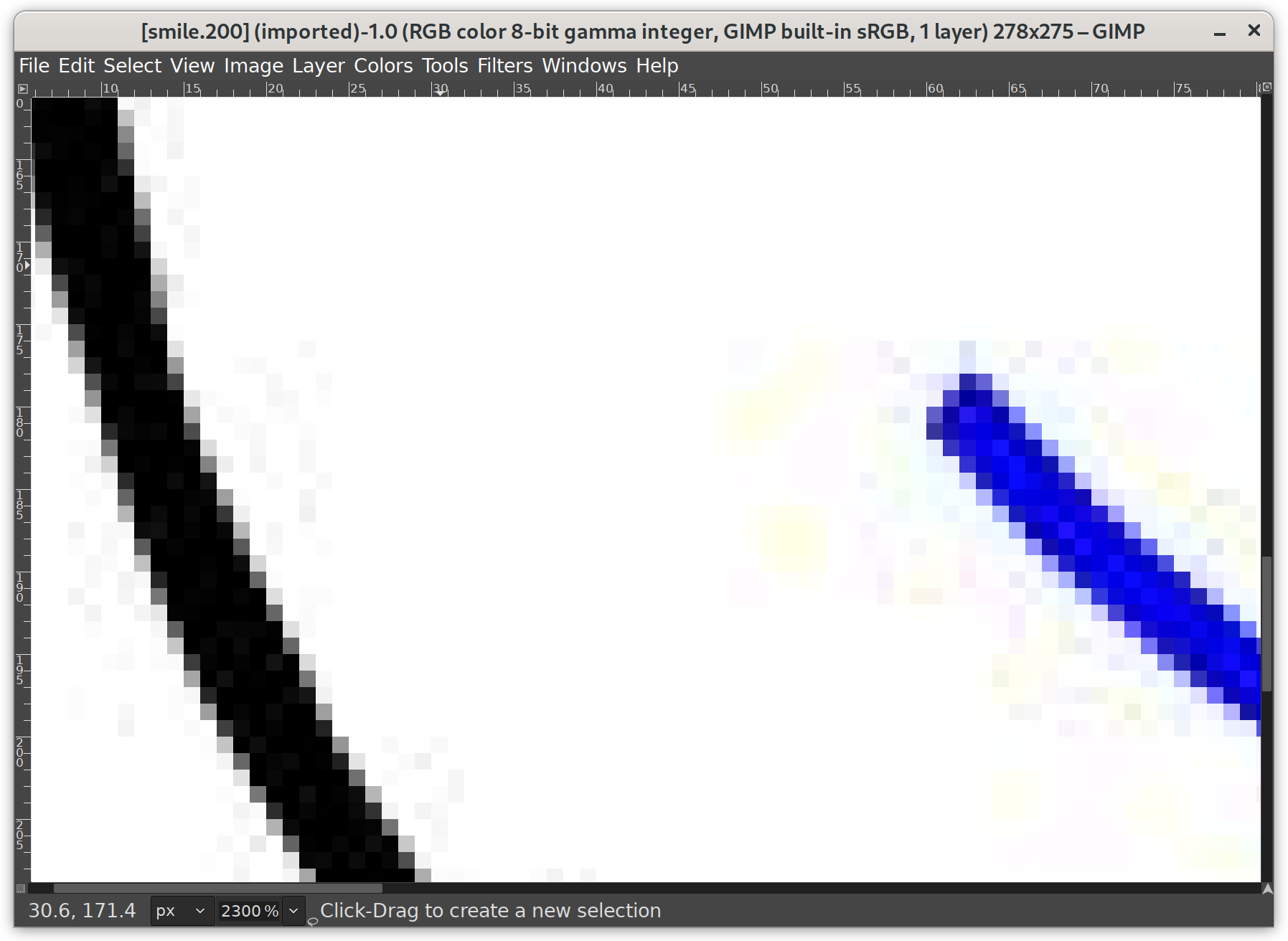 (Zoom of JPG smile artifacts)