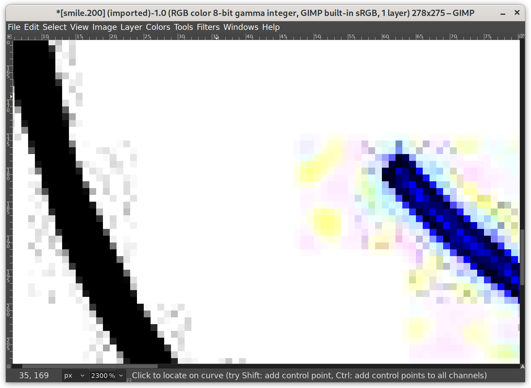 (Zoom of JPG smile artifacts)
