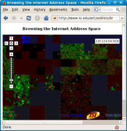 (screenshot of browsing the Internet address map)