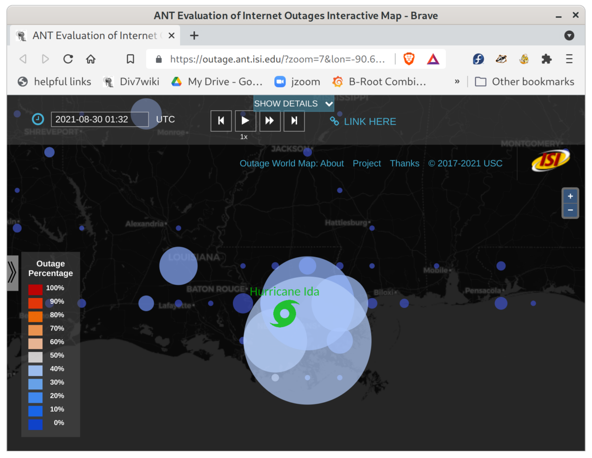 network outages in Louisiana with Hurricane Ida ANT Research News